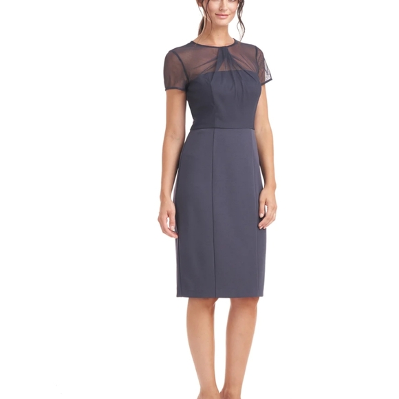 JS Collection Short Sleeve Illusion Cocktail Dress - Picture 1 of 7
